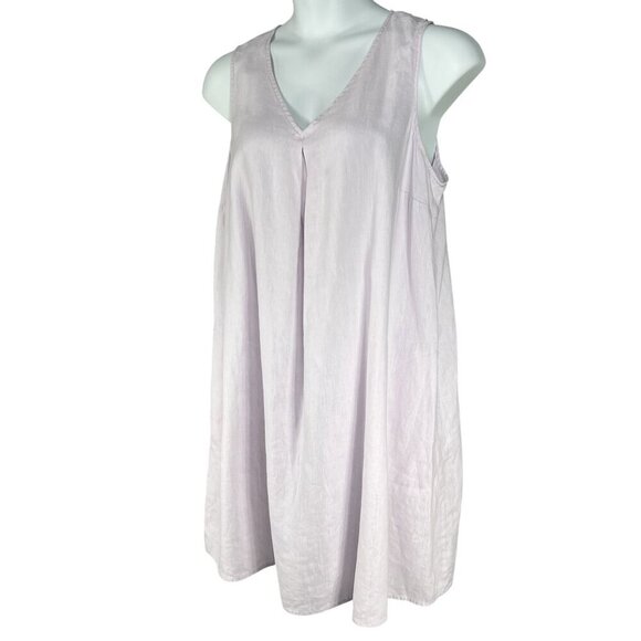 J. Jill Love Linen Women XL Lavender Sleeveless Shift Dress Minimalist Lagenlook - Picture 3 of 14